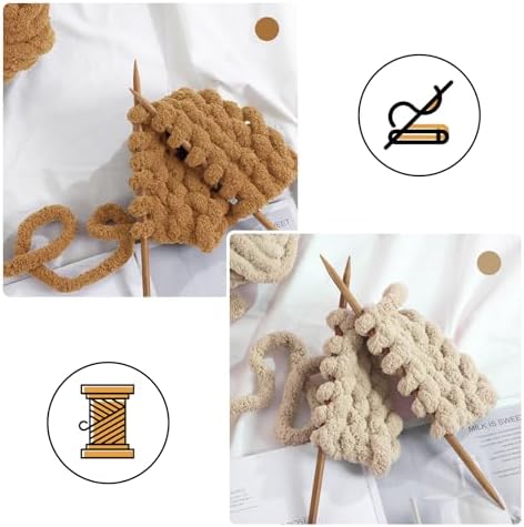 MABOZOO Assorted Chunky Yarn for Hand Knitting 8 Pack, Fluffy Jumbo Chenille Yarn, Soft Plush Yarn Bulky, Giant Thick Fuzzy Yarn for Arm Knitting,Khaki & Coffee(31.7 yds,8 oz Each Skein)