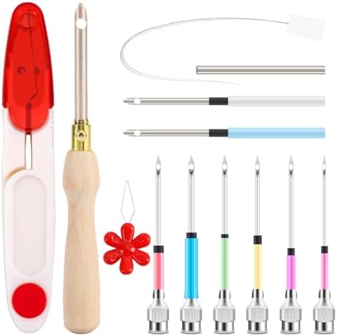 AUGSUN 13 Pcs Punch Needle Kit Embroidery Tool Set for Beginners Adults