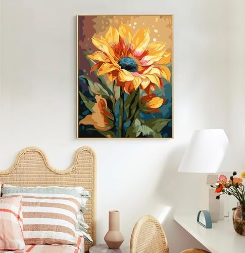 Paint by Numbers Kit for Adults, Sunflower DIY Acrylic Canvas Painting Set