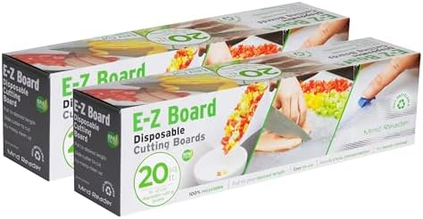 Mind Reader E-Z Board Disposable Plastic Cutting Board, Flexible, 20 sf, Camping, 13.78"L x 3.35"W x 3.74"H, 2 Pack, Clear