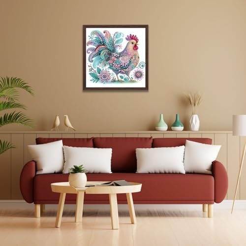 Bloomthread Diamond Painting Kits for Adults – Partial Drill Chicken Diamond Art Painting Kits for Holiday Gifts and Home Decor 12x12 Inches