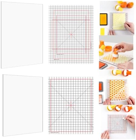 6Pcs/Set 4.75x6/6.5x8.5inch Multi-Use Non-Slip Sticky Mats Fit in Stamp Positioning Tool Set,Photopolymer Grip Mat with Printed Guides in Placeholding Stencil in Place Crafts Scrapbooking Fixed Mat.