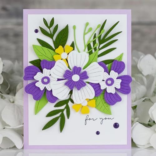 Scrapbooking Die-Cuts, Layer Frame Net Set Metal Cutting Dies for Card Making, Paper Craft Template, Background Embossing Stencils, DIY Album Décor (Flower Set C-11.4x11.3cm)