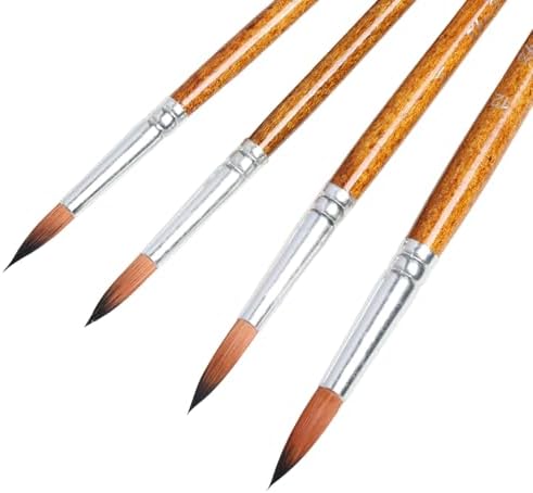 12Pcs Artist Watercolor Paint Brushes Round Pointed Tip Paint Brushes Different Sizes Paint Brush Set for Water Color Acrylics Ink Oil Gouache Tempera