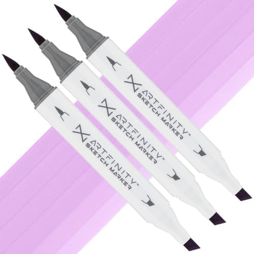 Artfinity Sketch Markers - Set of 3 - Grayed Lavender V5-3, Vibrant, Professional, Dye-Based Alcohol Markers for Artists, Drawing, Travel, & More