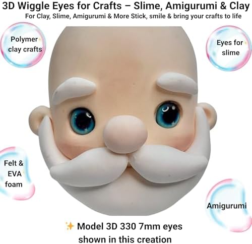 3D Resin Doll Eyes – 7mm Self-Adhesive Craft Eyes (24 pcs / 12 Pairs) – Realistic Cabochon Eyes for Amigurumi, Dolls, Polymer Clay, Cold Porcelain, Felt & DIY Crafts (Realistic Gray)