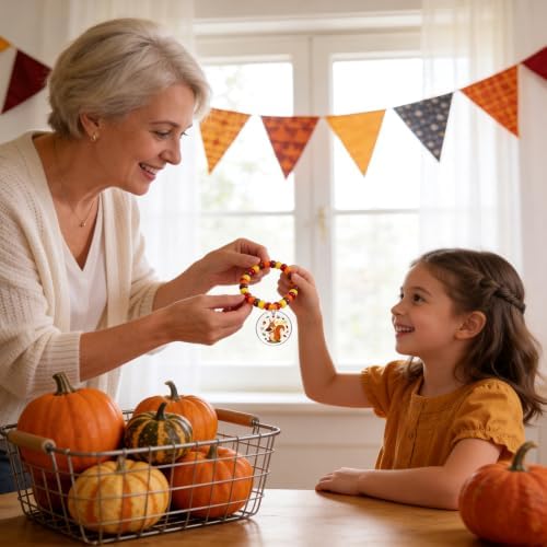 YGEINIT 24 Sets Fall Bracelet Making Kit, Thanksgiving Beads for DIY Craft