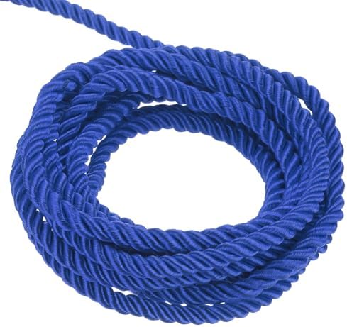 MECCANIXITY Twisted Cord Trim, 5 Yard 3mm 3-Ply Twine Braided Rope Shiny Thread String for Craft Gift Bag Curtain Christmas Decor, Dark Blue - 5m