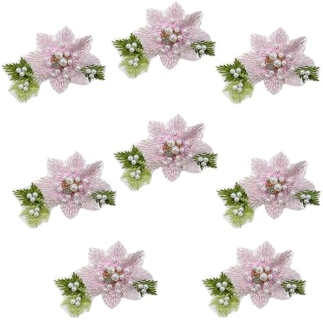8 Pack Embroidery Flower Beaded Patches – Handmade Embroidered Sew On Appliques, Assorted Floral Designs, Decorative Embellishments for Clothing, Hats, Bags, Jeans, Hair Accessories & DIY Crafts