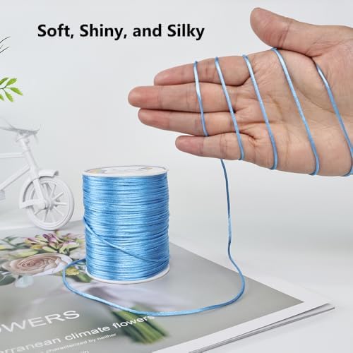 LUSTEMBER 330 Feet Satin Nylon String, 1 mm Silky Smooth Durable Nylon Cord for Jewelry Making, Bracelets, Beading, Necklaces, Macrame, Kumihimo, Rattail, and Chinese Knot Craft