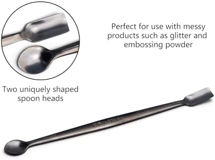 Briartw 5-Pack Dual-Ended Stainless Steel Craft Spoons - Precision Tools for Mess-Free Glitter, Resin, Epoxy, Embossing Powder, Sequins & Embellishments (6.7 inch, Black)