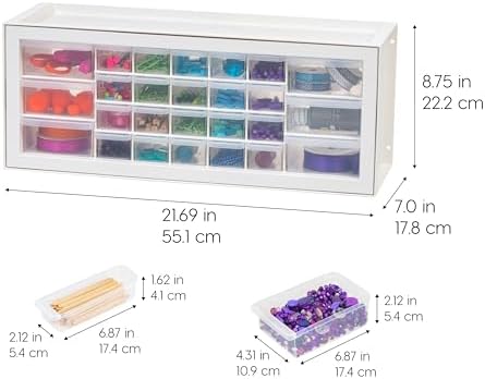 IRIS USA 26-Drawer Teacher Toolbox, Building Bricks Craft Storage, White
