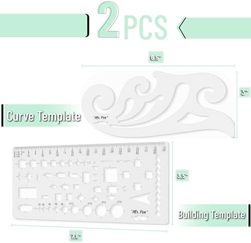 Mr. Pen- Geometric Drawing Template, 2 pcs, French Curve, Plastic Template