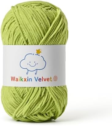 Fluffy Chenille Yarn for Crocheting，Baby Yarn for Crocheting Soft，50g/1.76oz Velvet Amigurumi Yarn ，Fingering Weight Yarns for Crocheting Baby Blankets、DIY Craft.(Lime Green)