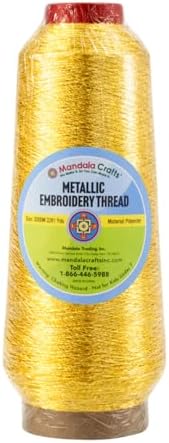 Mandala Crafts Metallic Yellow Embroidery Floss for Sewing, 3281 Yard Spool