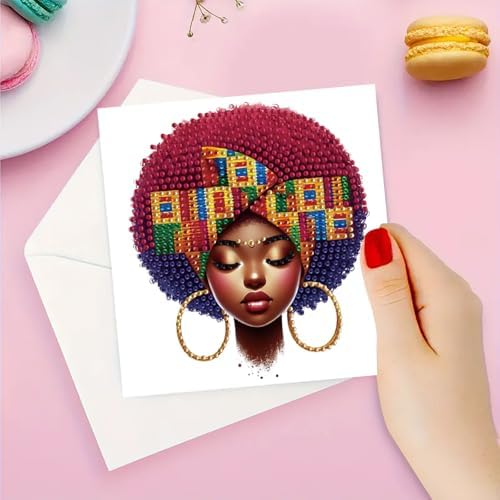 LSQFS 6Pcs Diamond Art Cards with Envelopes, DIY Kits for Birthday Festival