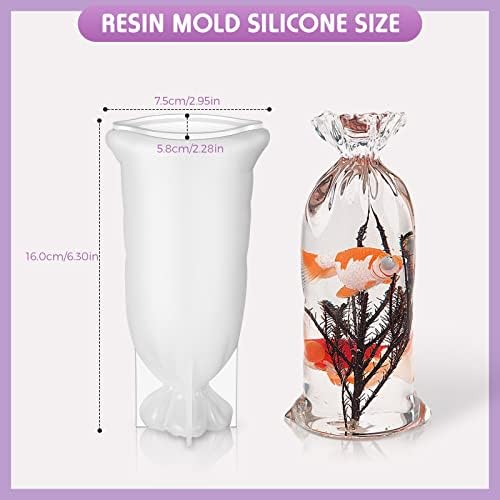 2 Pcs Lucky Bag Resin Molds Silicone Molds for Resin Casting Bag Shape Silicone Epoxy Mold 3D Jewelry Casting Molds Large Epoxy Casting Crafts for Home Table DIY Making Flower Preservation