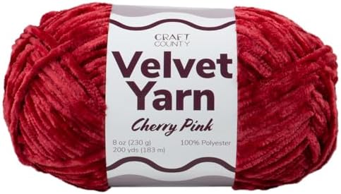Craft County Bulky 5 Velvet Yarn – Super Soft Polyester Yarn for Blankets, Home Décor, and More!