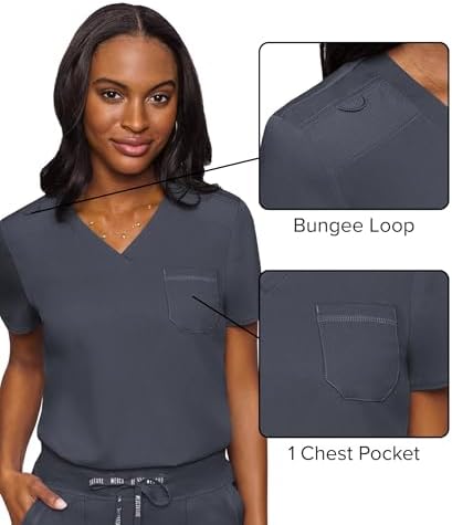 Med Couture Touch Women's Scrub Tops V-Neck Tuck-in Top with 1 Pocket