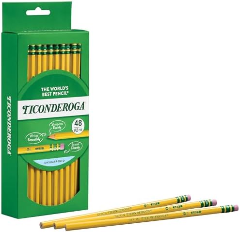 TICONDEROGA Wood-Cased Pencils, Unsharpened, 2 HB Soft, Yellow, 48 Count, 240 Packs, 11520 Total Pencils