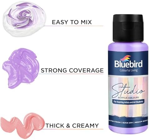 BLUEBIRD Studio Acrylic Paints, Pastel Colors, 6-Pack 3.4 Fl Oz each, Basic Acrylic Paint For DIY Crafts & Beginner Artists