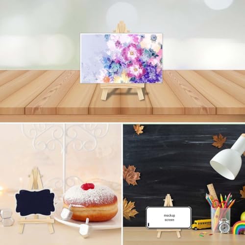 4 Pack Easel Display Stand Mini Wood Display Easels for Painting Artist Tabletop Holder Mini Wooden Easels for Photos Art Crafts Natural Wood Easels for Small Canvases Displaying