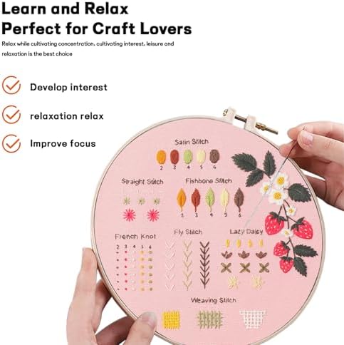 JOINRUN Beginner Embroidery Kit for Adults, 4 Pack with Video Tutorial