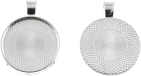 25 pcs 25mm Pendant Trays Round Pendant Bezels Setting Cabochon Blank Base for DIY Jewelry Making, Bright Silver