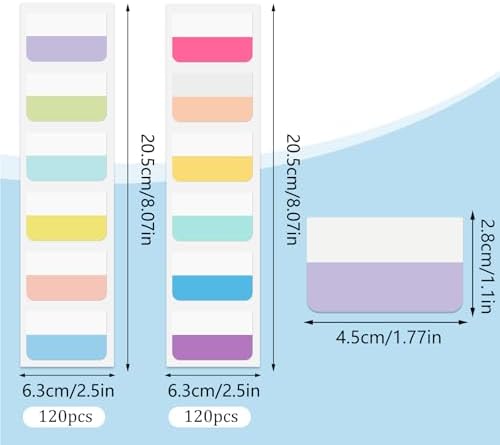 240 Pcs Sticky Index Tabs, Colored Book Tabs for Notebooks, 1.8×1 Inch