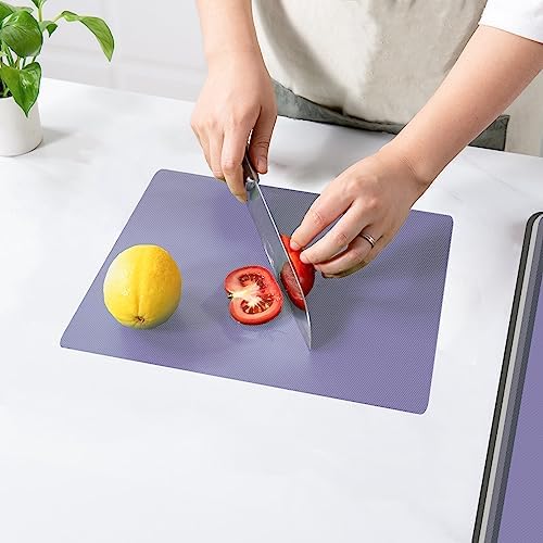 WK Flexible Plastic Cutting Boards for Kitchen Set of 10, Plastic Cutting Mats with Hole, Color Coded Cutting Board, Nonslip, BPA Free, Dishwasher Safe, Multi Size