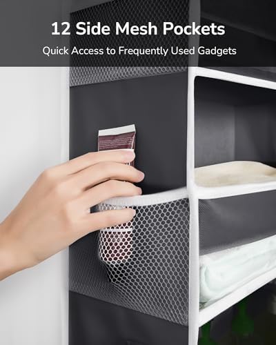 ULG Over The Door Organizer with 6 Large Pockets 12 Side Pockets, 50lbs Weight Capacity Door Hanging Organizer for Bedroom, Bathroom, Pantry, Nursery Storage, Dark Gray