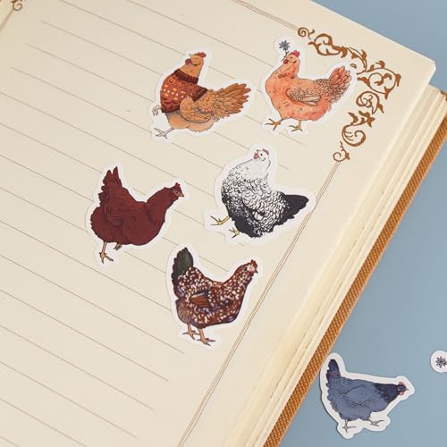 1000PCS Chicken Sticker Roll, 2 Rolls 10 Designs Farm Stickers