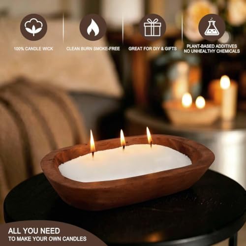 2LB Pure White Pearl Wax DIY Candles，Snow Sand Wax DIY Candle Making Kit - Complete Set with Wooden Bowl, 20 Cotton Wicks for Easy Crafting & Home Decor.