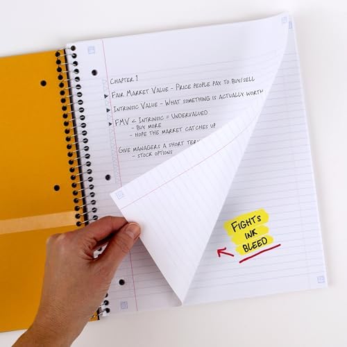 Five Star Spiral Notebook + Study App, 5 Subject, College Ruled Paper, 8-1/2" x 11", 200 Sheets, Fights Ink Bleed, Water Resistant Cover, Fire Red (72077), (Pack of 6)