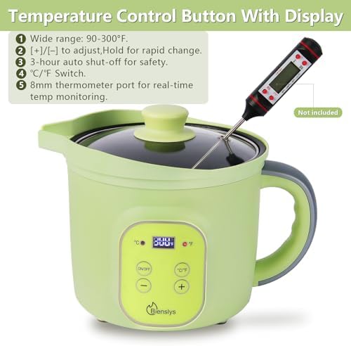 Bienslys Digital Wax Melter Pot, 1.6Qts Electric Candle & Soap Making Warmer with Adjustable Thermostat (90-300°F), Non-Stick Coating & Drip-Free Spout - for Wax Melting, Candle Making, DIY Crafts