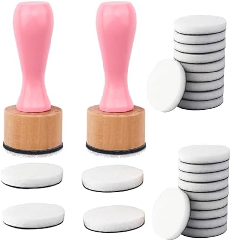 26 Pcs/Sets Ink Blending Tool Sets, Include 2 Pcs Round Ink Mini Applicator Tools and 24 Pcs Replacement Refill Foam Pads for Drawing Distressing Blending Scrapbooking & Stamping Supplies (Pink)