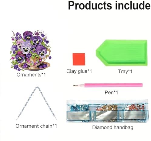 AIBOERL Diamond Art Kits for Adults, Pansy Acrylic Hanging Suncatcher