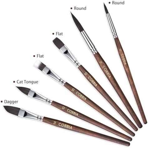 Watercolor Brushes Professional, Paint Brush Set Variety Shapes with Flat, Round Pointed, Dagger, Cat's Tongue Oval Wash Perfect for Watercolor Gouache Acrylic Inks Painting