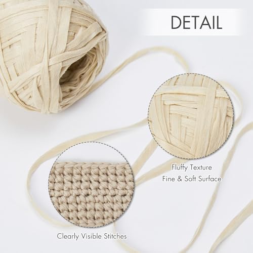 NICEEC 6 Skeins Soft Tape Yarn-Off-White