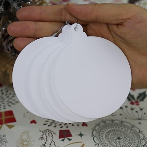20Pcs 3 Inch Blank Acrylic Christmas Ornaments 2025 White Unfinished Round Acrylic Christmas Ornaments for DIY Craft Hanging Ornaments for Christmas Tree Decoration Xmas Party Decorations
