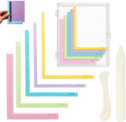 5pcs Paper Crafting Alignment Guides with Case, Precision Layering & Matting Spacers for Card Making, Scrapbooking & Stamping Supplies, Color-Coded Tools with Size Tabs, 3/16" to 1/2" Increments