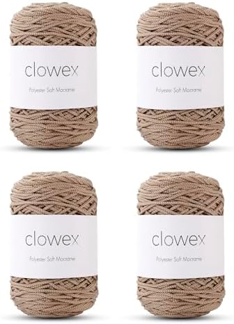Polyester Soft Macrame Cord 2.5-3mm, 4 Skeins x 191 Yards x 1/9 inc Turkish Polyester Rope, Braided Macrame Yarn for DIY Crafts, Plant Hanger, Wall Hanging, Macrame Bag