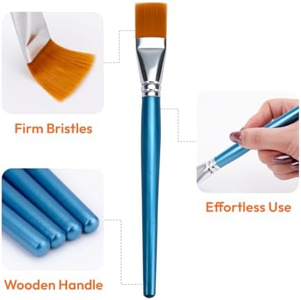 JEAWIWI 10 Pcs Flat Paint Brushes, 1 Inch, for Acrylic Painting, Blue
