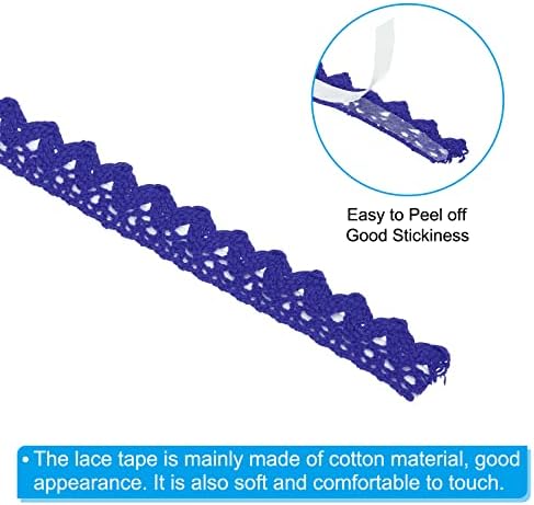 PATIKIL 0.6" Wide 2 Yards Self-Adhesive Lace Tape Lace Ribbon, 3 Pack Cotton Washi Trim Stickers Masking for Craft Scrapbooking DIY Card Making, Sapphire