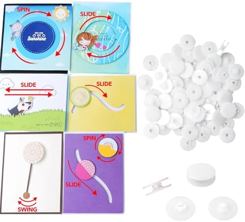 1000Pairs Snap'n Slides for Making Slider Card Spinner Swing Arm Cards; Round Interlocking Disks Easy Interactive Elements Snap and Spin for Card Making DIY Scrapbooking Paper Crafts Projects