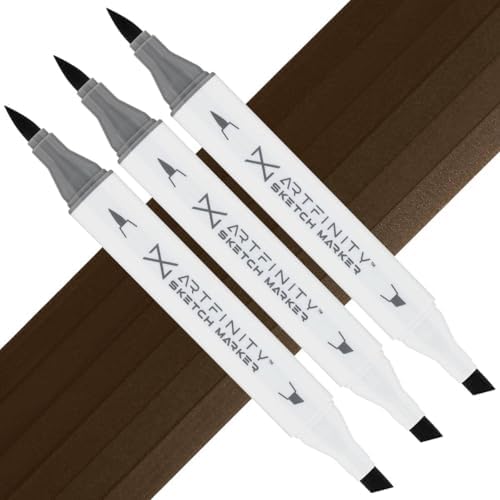 Artfinity Sketch Markers - Set of 3 - Mushroom Y7-9, Vibrant, Professional, Dye-Based Alcohol Markers for Artists, Drawing, Travel, & More
