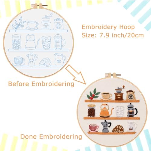 Nuberlic Coffee Bar Embroidery Kit for Beginners