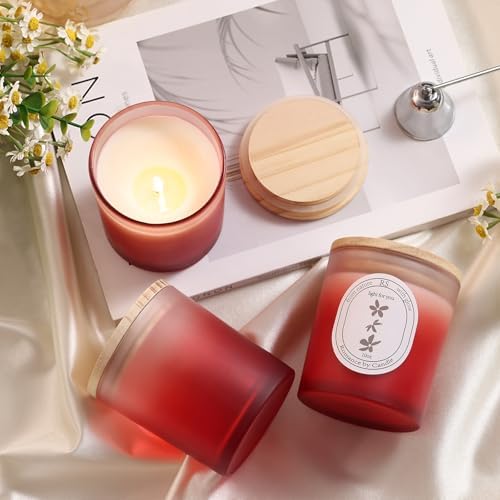 REISEN 12 Pcs 10oz Gradient Red Candle Jars for Candle Making Kit