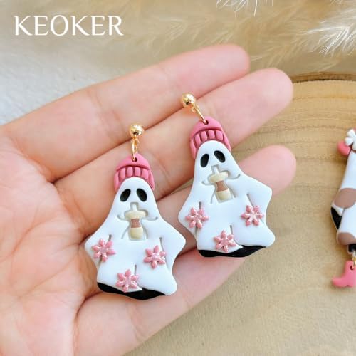 Keoker Ghost Polymer Clay Cutters Halloween, Halloween Clay Cutters for Polymer Clay Jewelry, Ghost Earring Clay Cutter