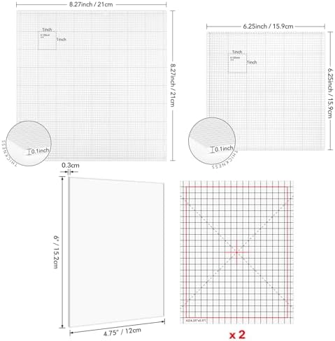 3Pcs Low Tack Sticky Mat with Grid for Stamping Stenciling Ink Blending Clear Photopolymer Craft Low Tacky Mat Stamp Mat DIY Projects Paper Card Scrapbooking Ink Blending Fixed